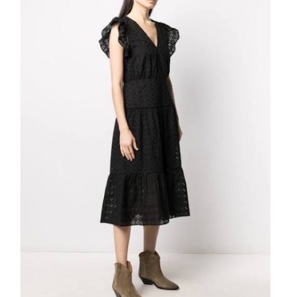Rebecca Minkoff Ellinor Black Eyelet Midi Dress